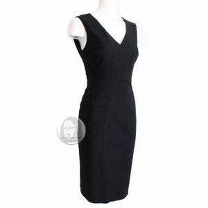Moschino Cheap & Chic Dress Pinstripe Wool Blend Little Black Dress Vintage 90s